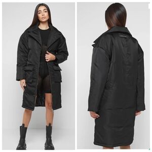 Maniere De Voir Long line puffer coat in black Size 6